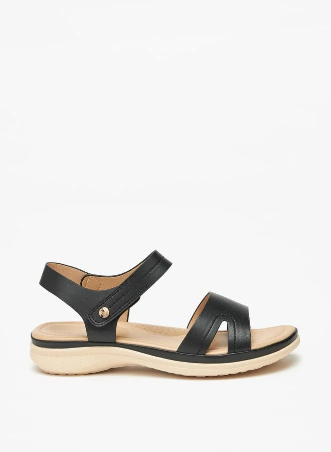 Flora Bella By Shoexpress Solid Flat Sandals with Hook and Loop Closure
