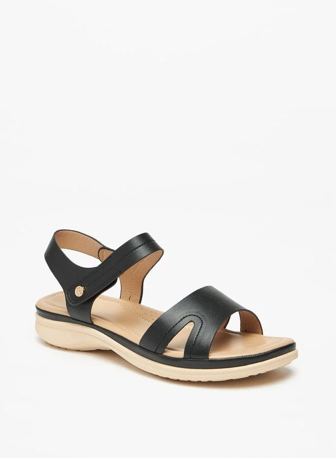 Flora Bella By Shoexpress Solid Flat Sandals with Hook and Loop Closure