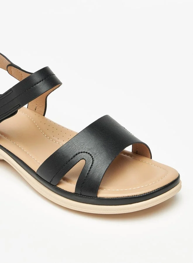 Flora Bella By Shoexpress Solid Flat Sandals with Hook and Loop Closure