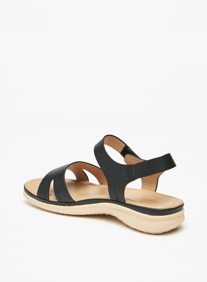 Flora Bella By Shoexpress Solid Flat Sandals with Hook and Loop Closure