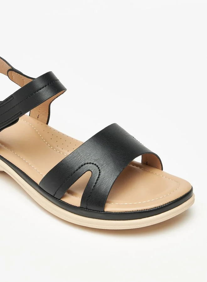 Flora Bella By Shoexpress Solid Flat Sandals with Hook and Loop Closure