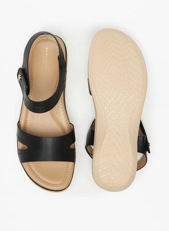 Flora Bella By Shoexpress Solid Flat Sandals with Hook and Loop Closure