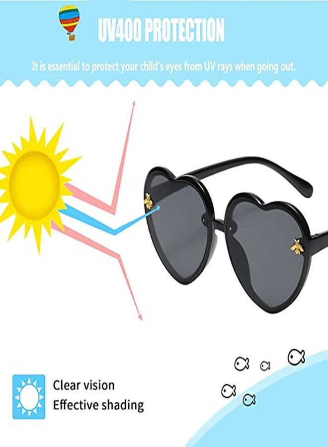 Heart-Shaped Sunglasses for Kids Stylish Bee Frame for Toddlers Ages 2-10 UV400 Protection, Colorful Gradient Lens Jelly Frame Sunglasses - Image 1