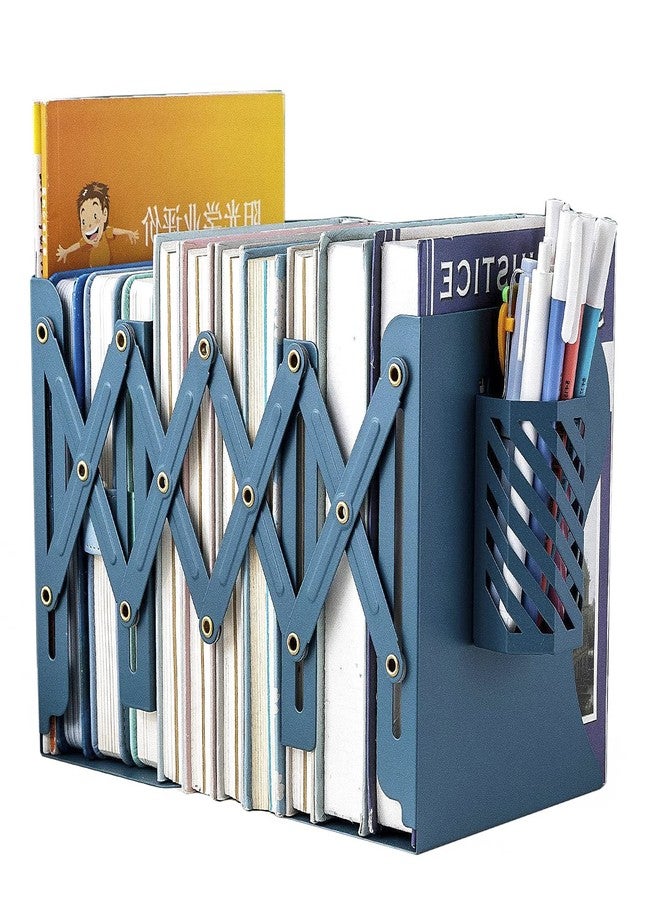 فواصل كتب قابلة للتعديل من جارديسك، فواصل كتب معدنية لحامل الكتب الثقيلة، فواصل كتب شديدة التحمل، حامل كتب مانع للانزلاق، منظم كتب مكتبي، حامل مجلدات (أزرق) - Image 1