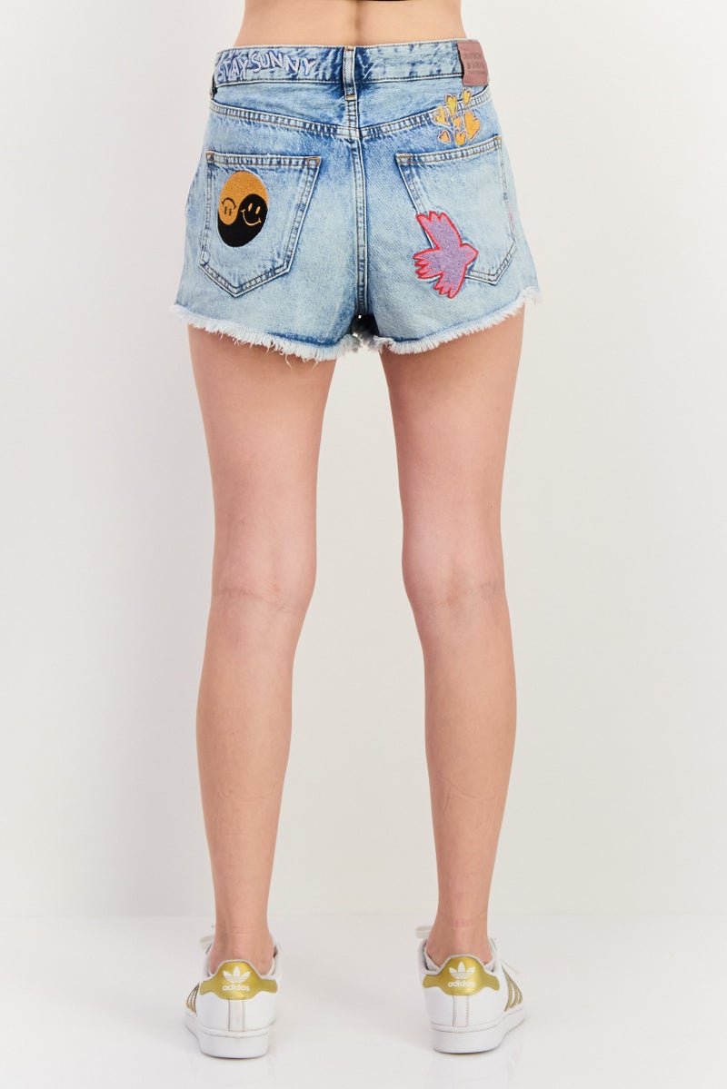 Scotch & Soda Women Printed Basic Shorts, Blue Combo - Image 3