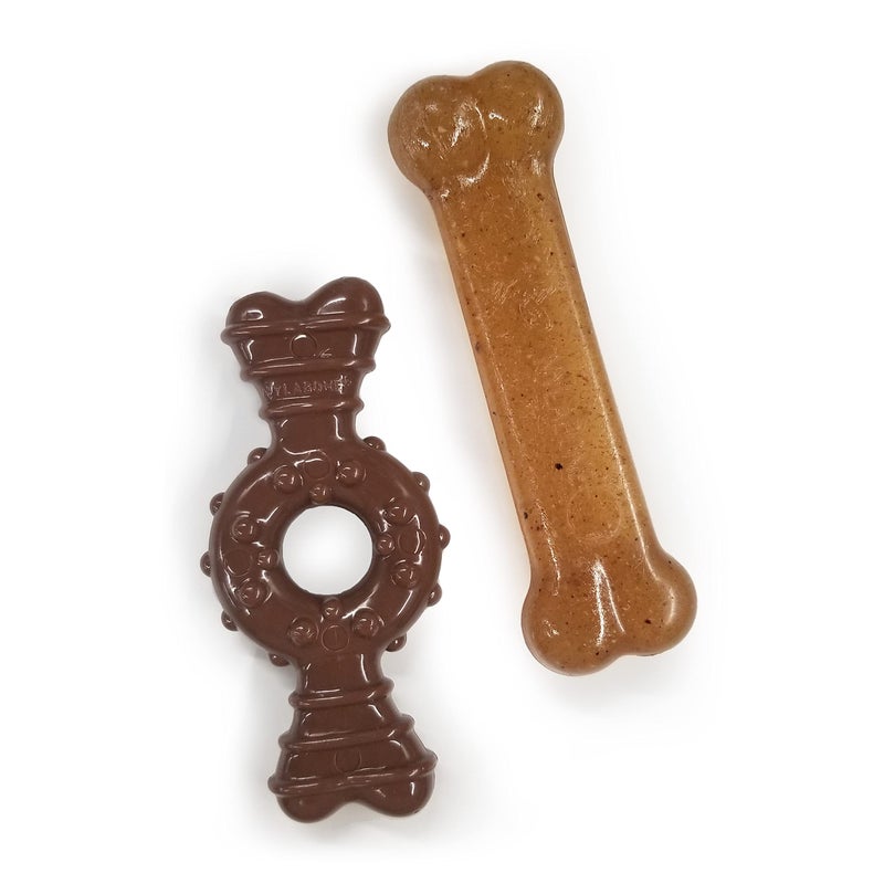 Nylabone Ring Bone Chew Toy for Puppies, Puppy Teething Toys, Puppy Enrichment Toys, Chicken Flavor, X-Small Dogs - Up to 15 lbs, 2 Pack - Image 1