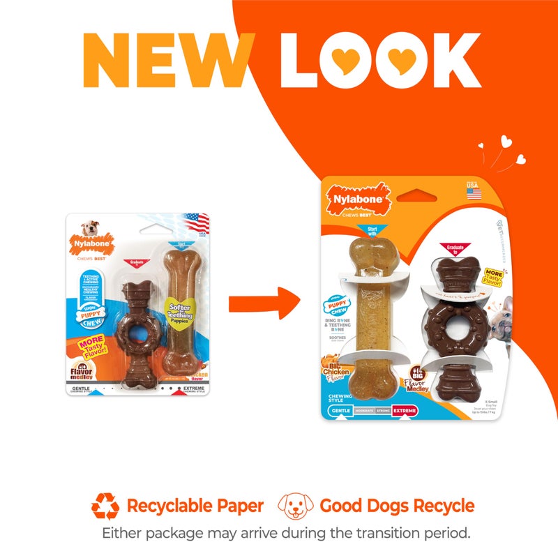 Nylabone Ring Bone Chew Toy for Puppies, Puppy Teething Toys, Puppy Enrichment Toys, Chicken Flavor, X-Small Dogs - Up to 15 lbs, 2 Pack - Image 3