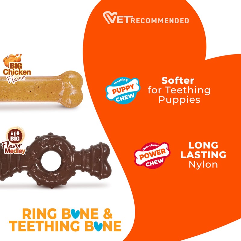 Nylabone Ring Bone Chew Toy for Puppies, Puppy Teething Toys, Puppy Enrichment Toys, Chicken Flavor, X-Small Dogs - Up to 15 lbs, 2 Pack - Image 4