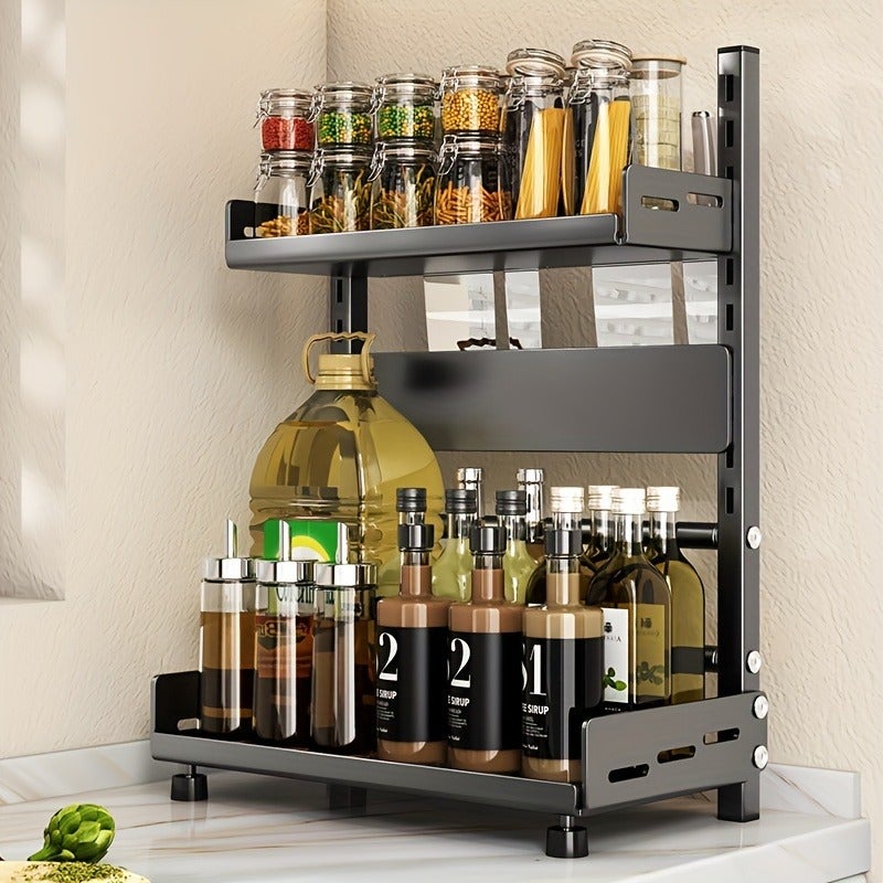 1pc, Steel Multi-Tier Spice Rack For Kitchen Countertop, Versatile Layered Shelving For Organized Spice Storage, Suitable For Home, Kitchen And Restaurant - Image 5