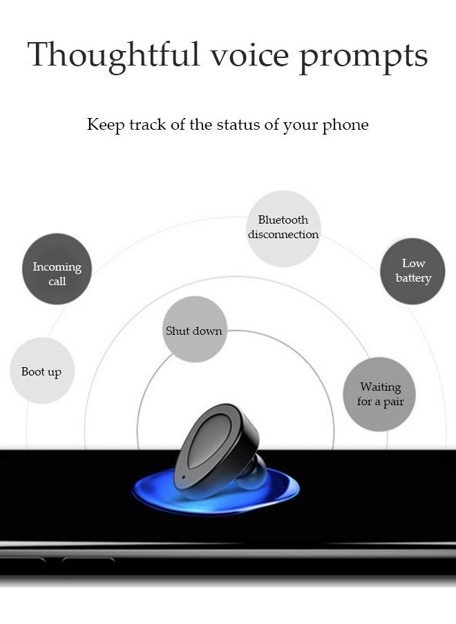 Generic - Bluetooth Earbuds  Wireless Earphones In-ear Earbuds T2 Earphones  Stereo Sport Headsets with Microphone Charging Box Black,mini earbud - Image 1