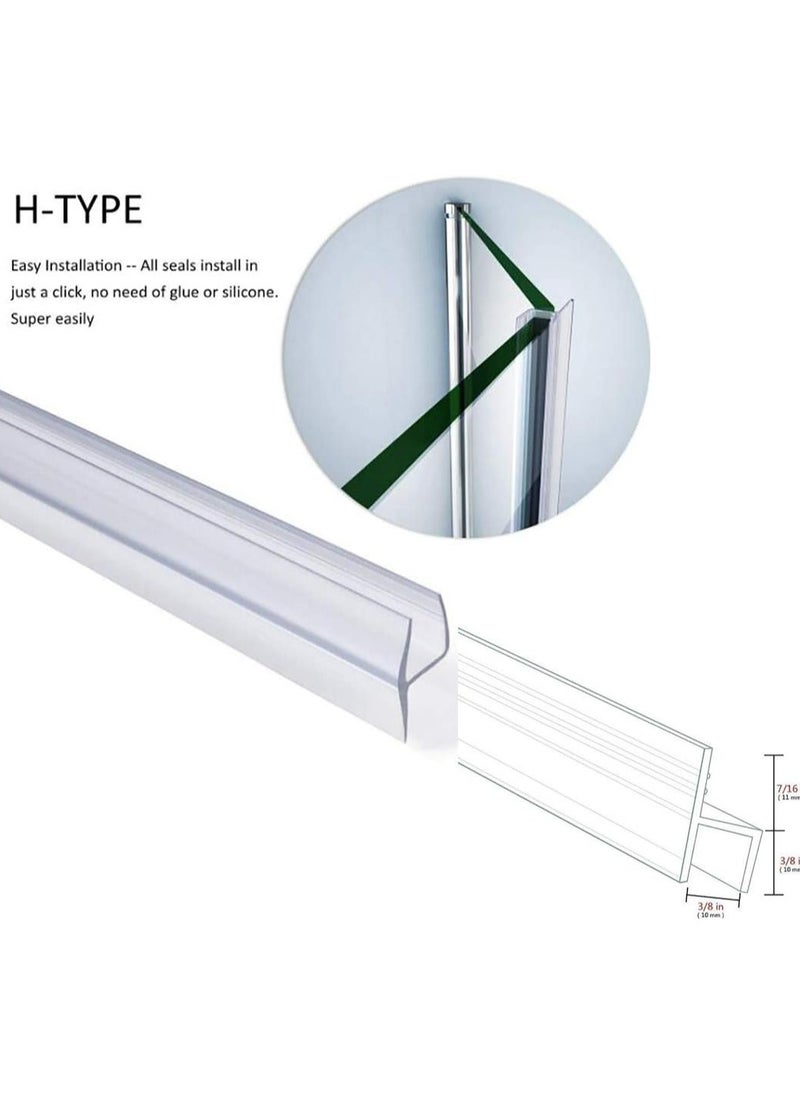Oasisgalore 10mm H-Type Glass Door Seal Strip, 5M Length, for Frameless Shower Doors to Stop Leaks  - Image 2