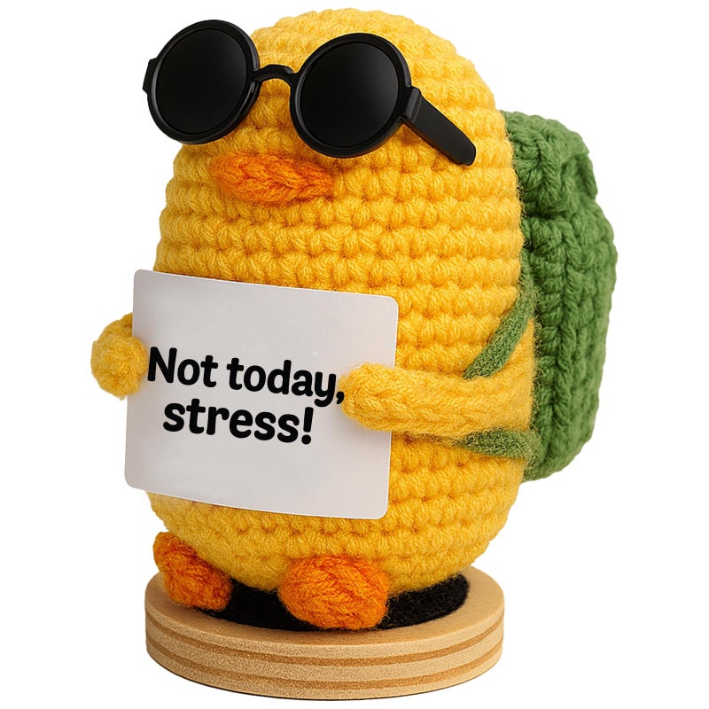 TWPER Birthday Gifts for Her Him, Positive Crochet Animals with 10 Affirmation Cards â€“ Cute Emotional Support Duck Desk Decor Inspirational Gift for Women Coworkers Friends - Image 1
