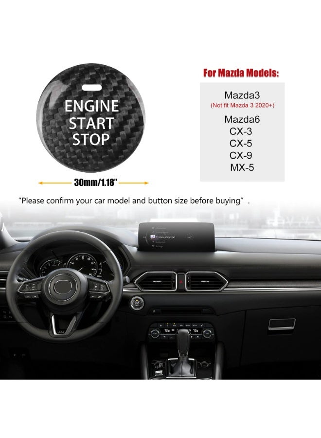 KISSUN Compatible with Mazda 3 6 CX-3 CX-5 CX-9 MX-5 Miata Accessories Real Carbon Fiber Sporty Car Keyless Engine Start Stop Push Button Cover Trim Sticker -Black - Image 3