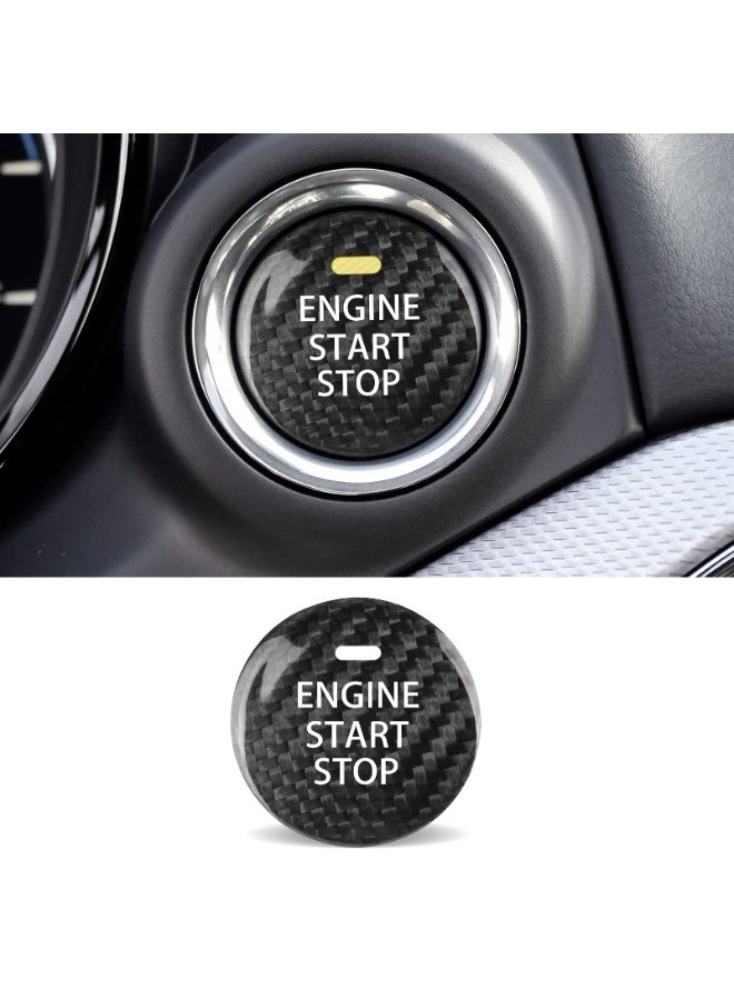 KISSUN Compatible with Mazda 3 6 CX-3 CX-5 CX-9 MX-5 Miata Accessories Real Carbon Fiber Sporty Car Keyless Engine Start Stop Push Button Cover Trim Sticker -Black - Image 1