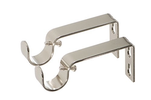 حوامل إيفيلون الثابتة لستائر القضبان لقطر 78 أو 1 بوصة مجموعة من 2 باللون النيكل المصقول