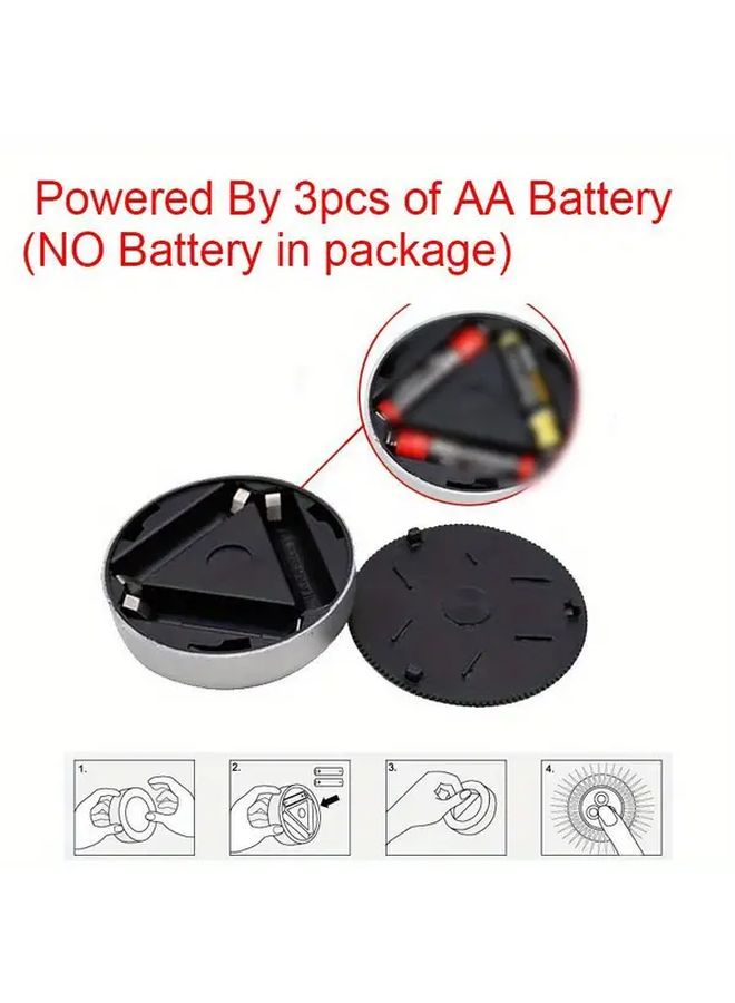 Silvery Cordless LED Touch Light Round Stick On For Cabinet Hallway Bathroom - Image 5