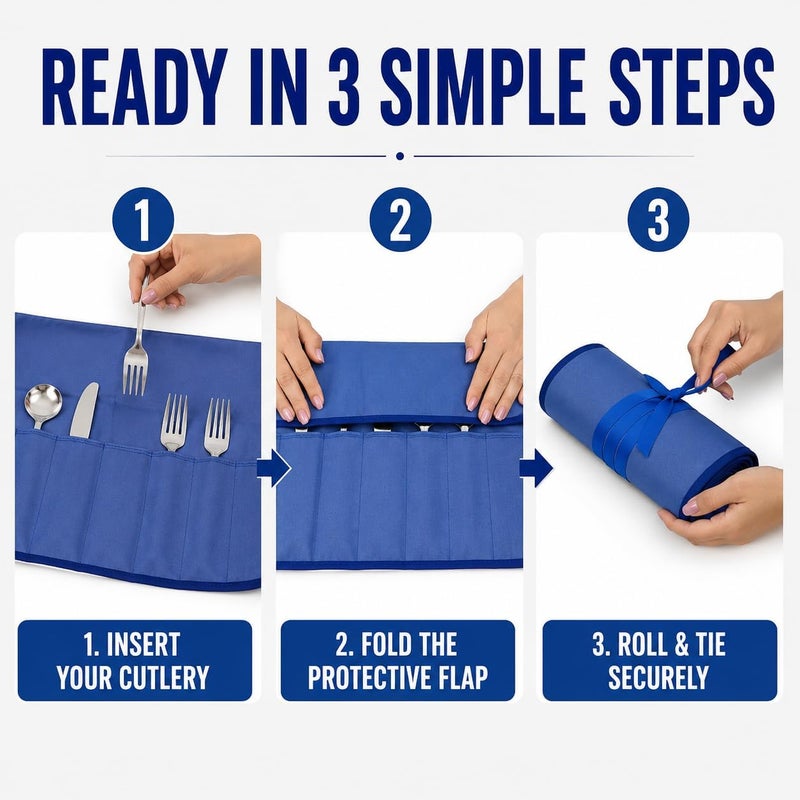 Nushine Anti-Tarnish Cutlery Storage Roll - 12 Piece - Image 5