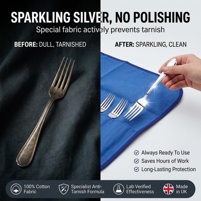 Nushine Anti-Tarnish Cutlery Storage Roll - 12 Piece - Image 4