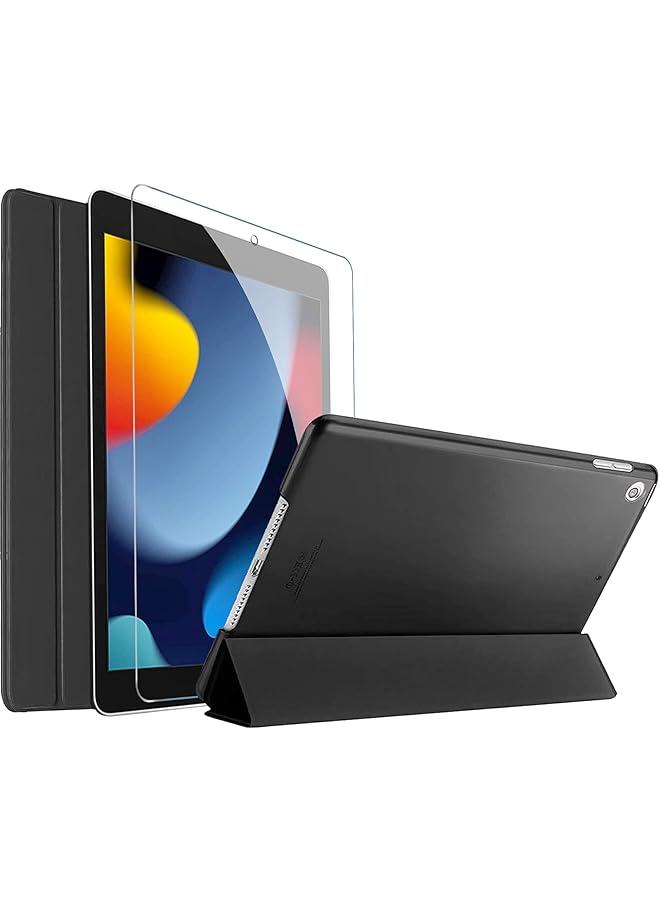Procases Ipad 10.2 Case 2021 9Th Gen 2020 8Th Gen 2019 7Th Gen Case With Tempered Glass Screen Protector Slim Stand Hard Shell Protective Smart Cover For 10.2 Inch Ipad 9Th 8Th 7Th Generation Black - Image 1