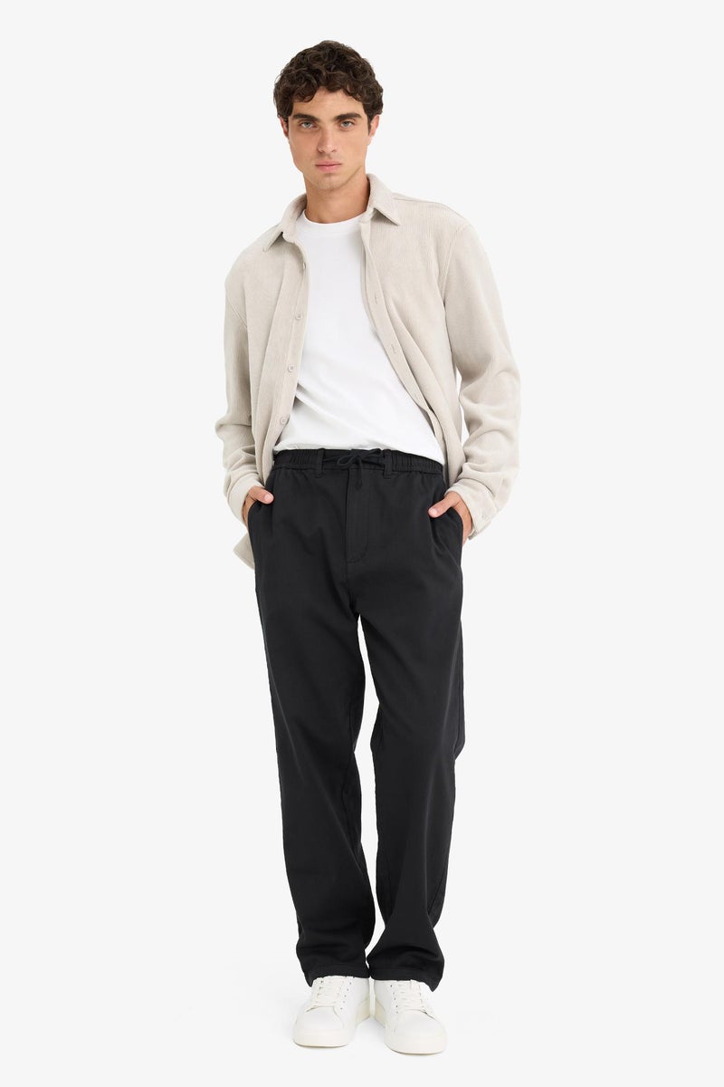 DeFacto Black Man Wide Leg Regular Hem Zip-Up Trousers Casual - Image 2