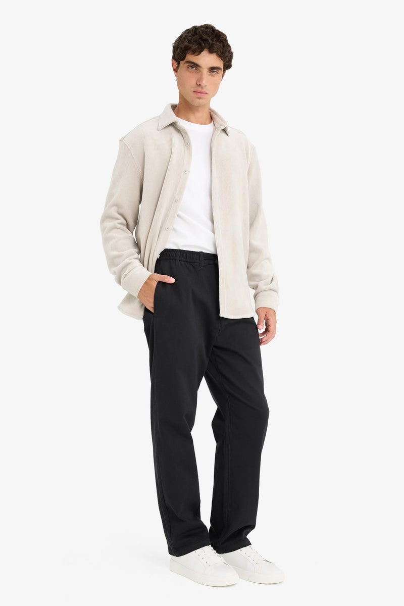 DeFacto Black Man Wide Leg Regular Hem Zip-Up Trousers Casual - Image 1