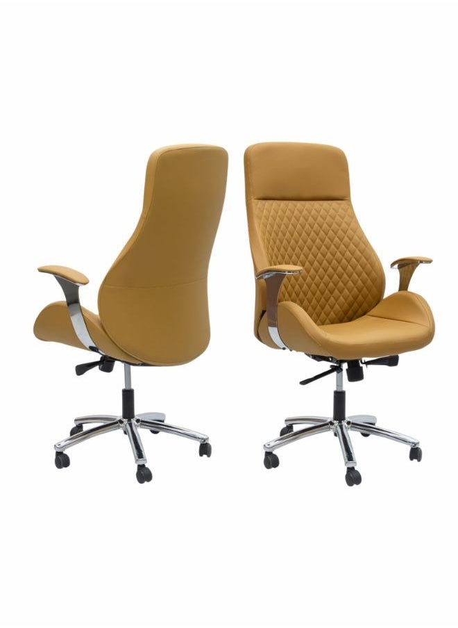 KARNAK Karnak  Wellness Executive Office Chair High Back Ergonomic for Lumbar Support Task Swivel, Bonded Leather KH 766 Brown  - Image 2