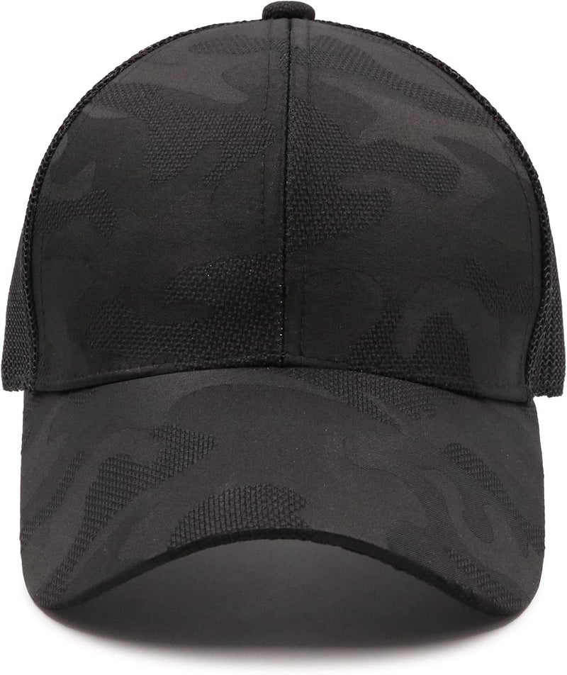 ProMindFun Womens Pony Hat High Ponytail Baseball Cap Girls Messy Bun Caps Camouflage Trucker Bad Hair Day Adjustable Dad Hat - Image 3