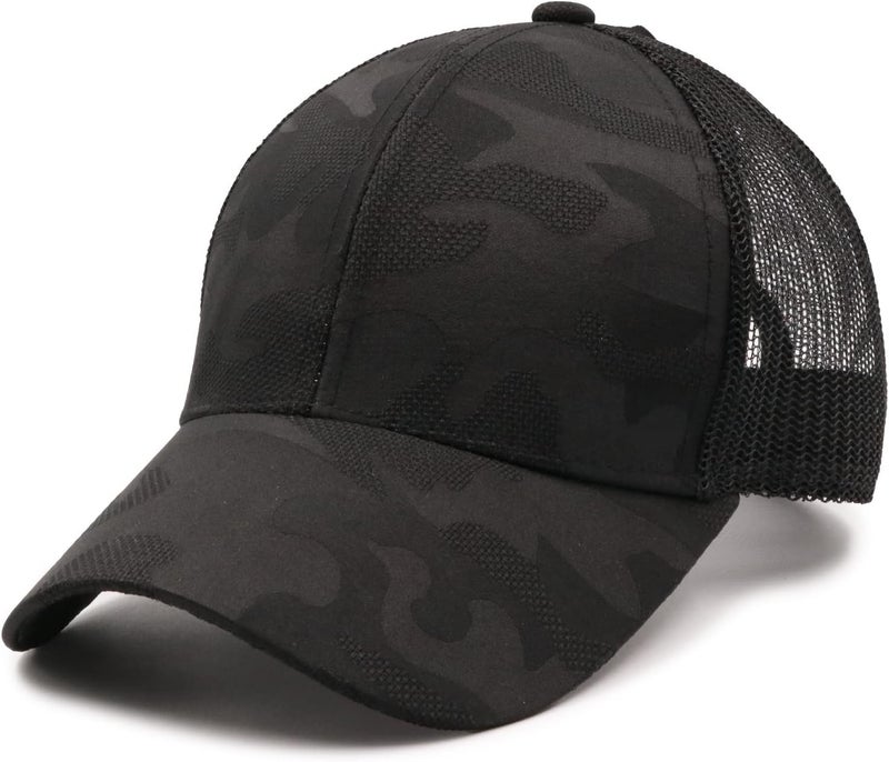 ProMindFun Womens Pony Hat High Ponytail Baseball Cap Girls Messy Bun Caps Camouflage Trucker Bad Hair Day Adjustable Dad Hat - Image 2