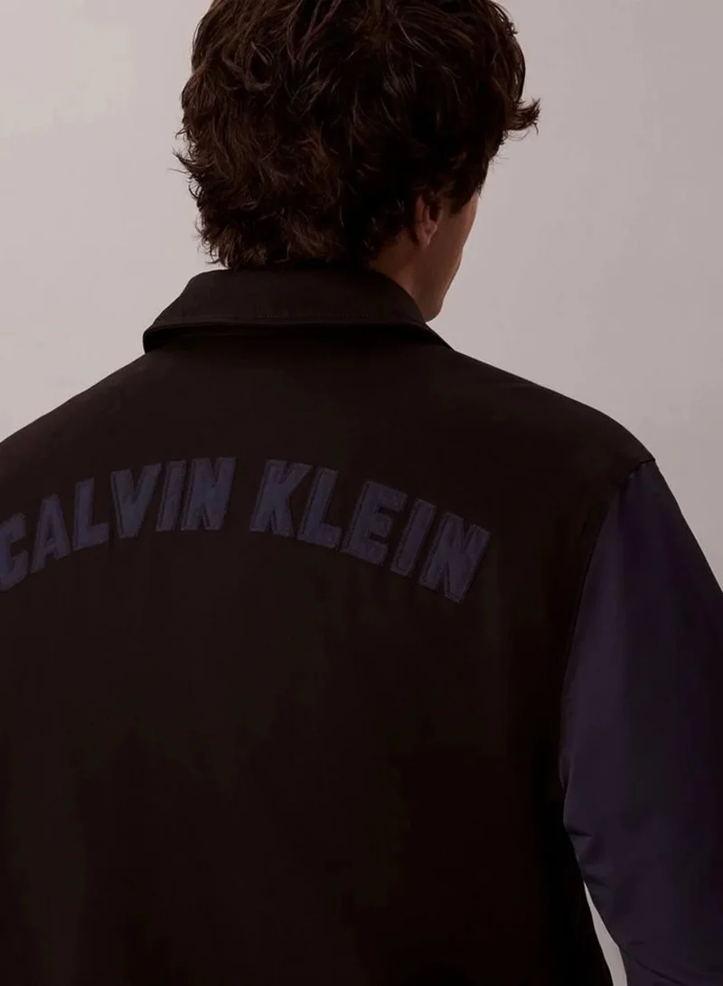 Calvin Klein Jeans Black Nylon Cotton Varsity Bomber Jacket for Men | Best Price UAE