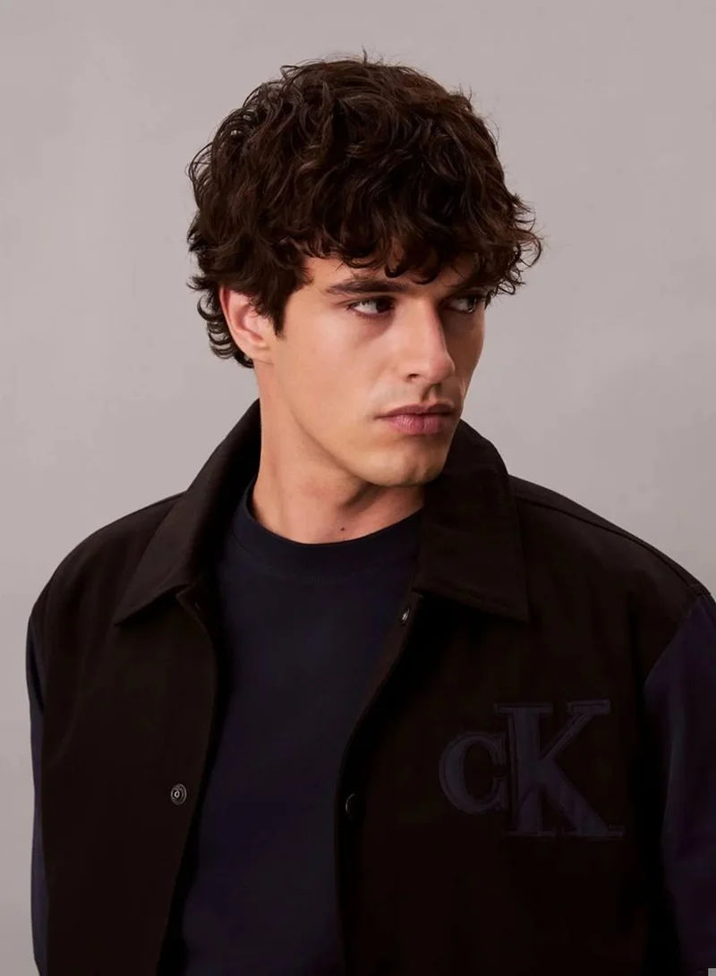 Calvin Klein Jeans Black Nylon Cotton Varsity Bomber Jacket for Men | Best Price UAE