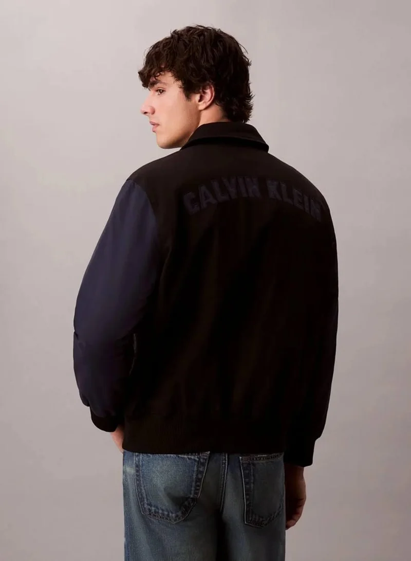 Calvin Klein Jeans Black Nylon Cotton Varsity Bomber Jacket for Men | Best Price UAE