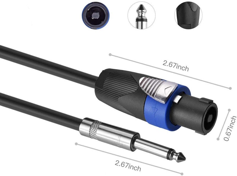 Yoico Pro 10 Feet Speakon to 1/4 Speaker Cable - 10 ft 12 Gauge Speakon to 1/4 Male Inch Audio Amplifier Connection Heavy Duty Cord - Single - Image 3