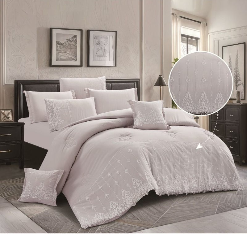 Microfiber double bed sheet set, 8 pieces… Luxurious softness with elegant embroidery to decorate your room