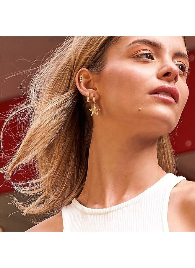Mevecco - Women Gold Huggie Hoop Earrings Dangle Drop 14K Gold Filled Small Boho Beach Simple Delicate Handmade Hypoallergenic Jewelry Gift - Image 1