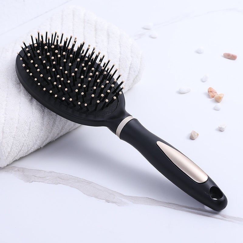 إسكدنيا Household anti-static curly hair cushion hair comb men and women fashion massage comb rib comb inner buckle shape roller comb Black Oval