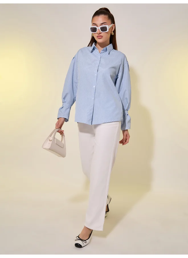 Take Two Take Two Striped Regular Fit Spread Collar Shirt