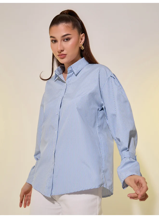 Take Two Take Two Striped Regular Fit Spread Collar Shirt