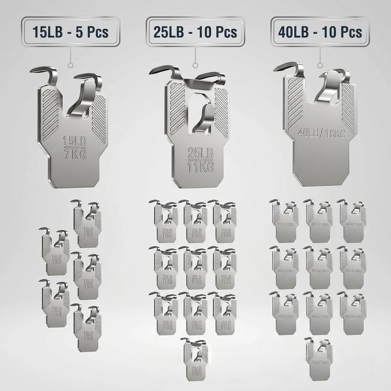 (ApeBest) 25 Pack Picture Hangers Claw for Drywall : 15 25 40 lb Wall Picture Hanging Hooks Heavy Duty Damage Free - Art Mirror Photo Frame Sawtooth Wire D Ring Hanger Kit for Room Office Decor - Image 3