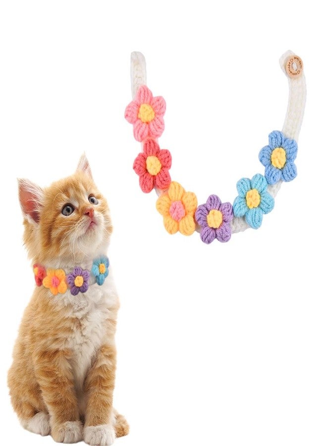Guqqeuc XS Puppy Collar with Flower Tiny Kitten Pet Collar for Cat Dag Necklaces Floral Teacup Puppy Collars Pets Daily Decorations Accessory, Multicolor - Image 1