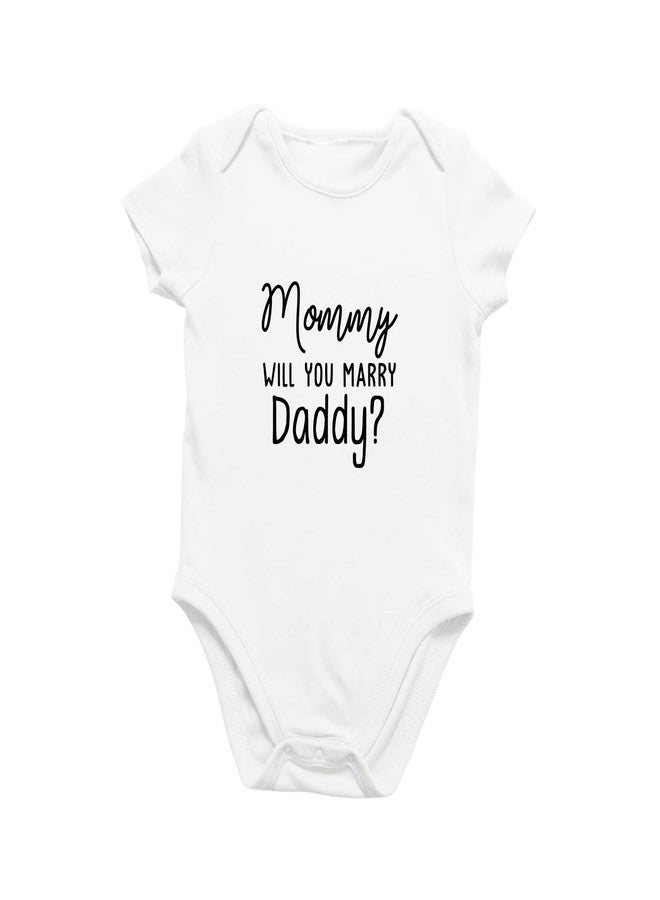 Printique Organic GOTS Certified Baby Onesie Unisex Bodysuit 0-18 months - Mommy Will You Marry Daddy | Engagement Proposal (Mommy, Will You Marry Daddy?, 6-9 Months) - Image 1