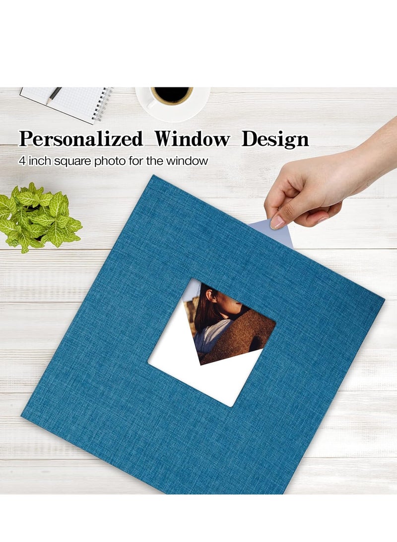 Oriental Greet Large Photo Album Scrapbook with Window, 16 inch 28cm x 27cm - Vintage Blank Pages (Blue)  - Image 2
