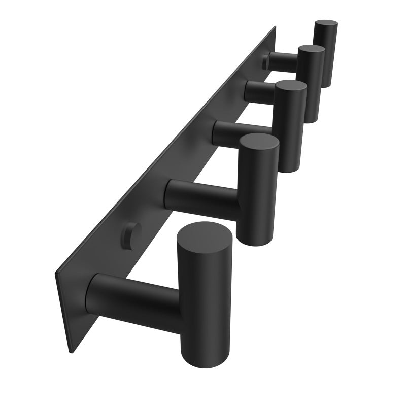 VAEHOLD Black Hat and Coat Wall Mount Rack 5 Hooks for Robes, Bags, Keys, and Towels Bathroom Towel Hanger Organizer (1 Pack) - Image 1