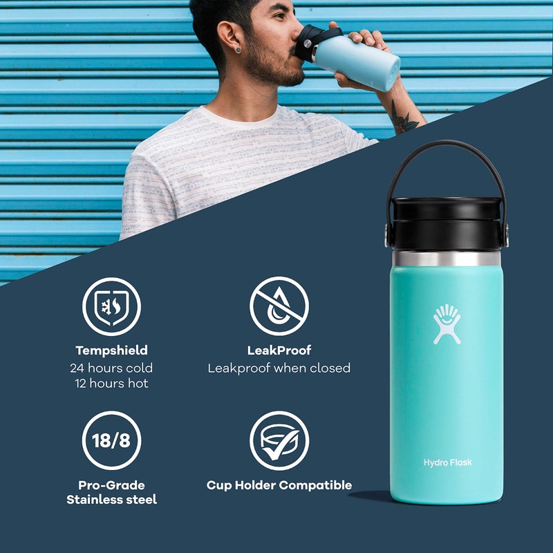 Hydro Flask Wide Mouth with Flex Sip Lid - Insulated Water Bottle Travel Cup Coffee Mug Tumbler 12 Oz - Image 2