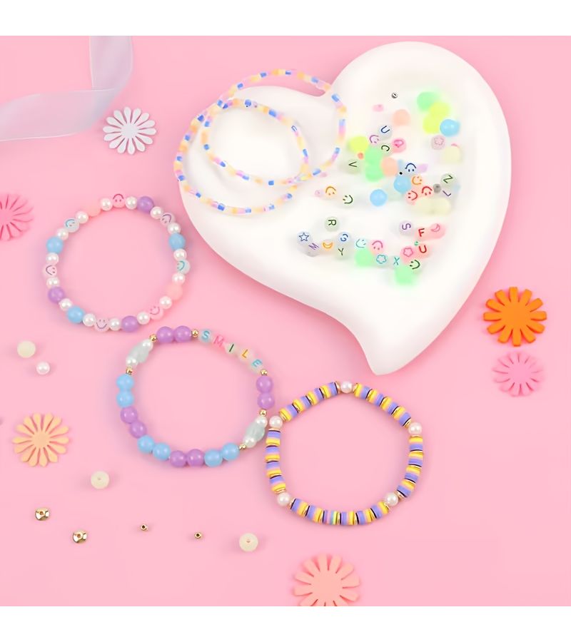 1800Pcs Bracelet And Necklace Making Kit Glowing Letter Stars Glass Beads - Image 5