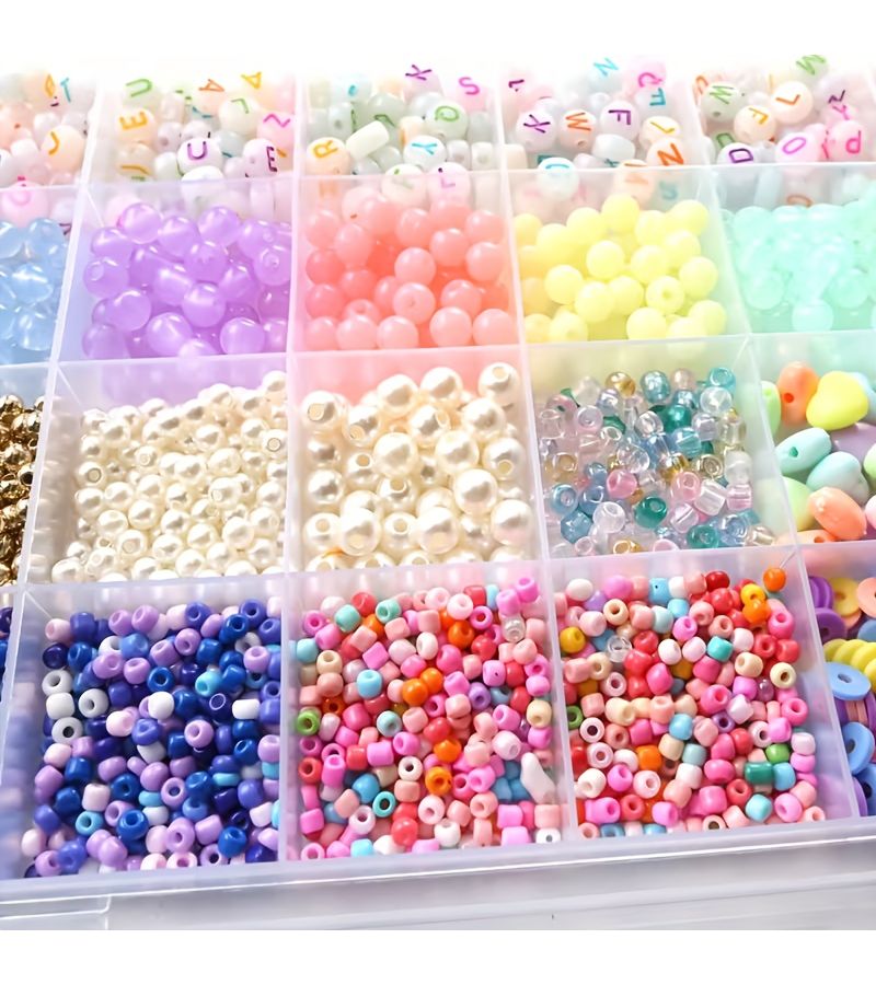 1800Pcs Bracelet And Necklace Making Kit Glowing Letter Stars Glass Beads - Image 2