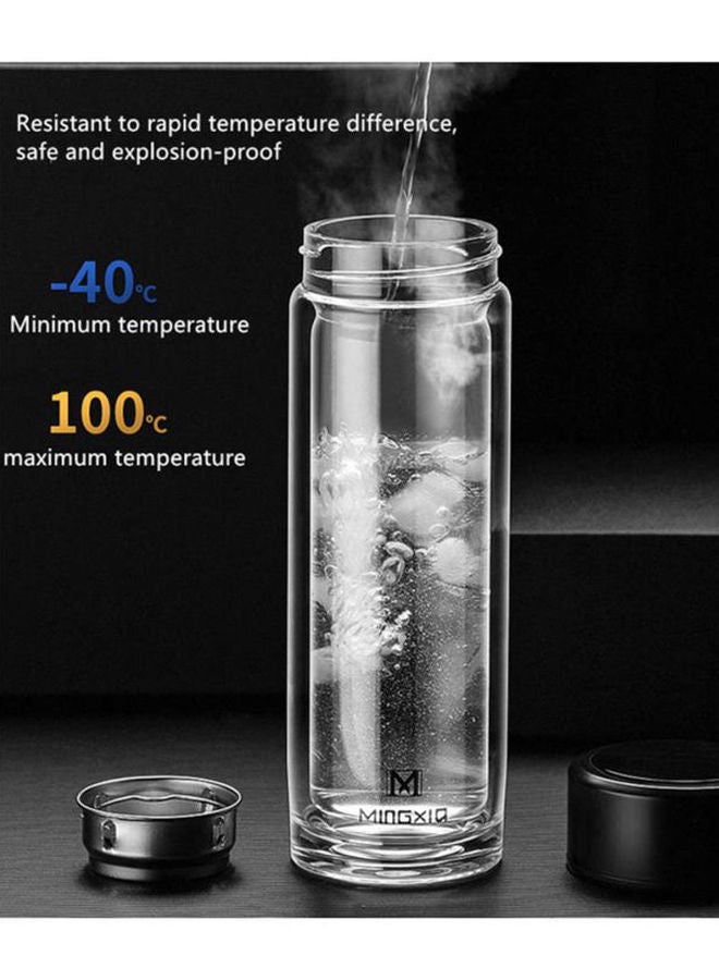 NIBEMINENT Double Glass Thickened Water Cup With Filter Black/Blue 20.5cm - Image 3