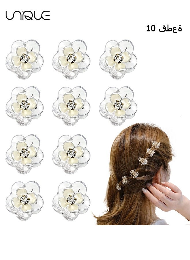 Unique 10 Pcs Hair Clips - Mini Hair Clips - Flower Clear Hair Clips - Crystal Small Clips - Suitable for Girls and Children - Image 1