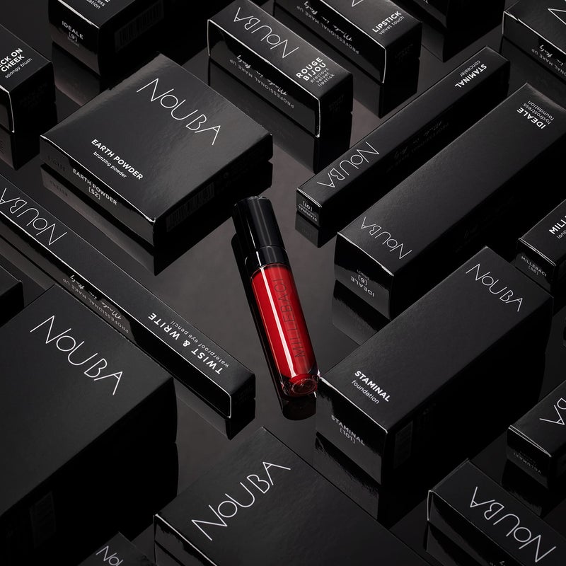 Nouba Millebaci Long Lasting Liquid Lipstick Dark Red, Lustrous Moisturizing Creamy Formula with Vitamin E Intense Color Pigment High Impact Makeup Lip Cream Color Stick Balm For Women (Color 7) - Image 4