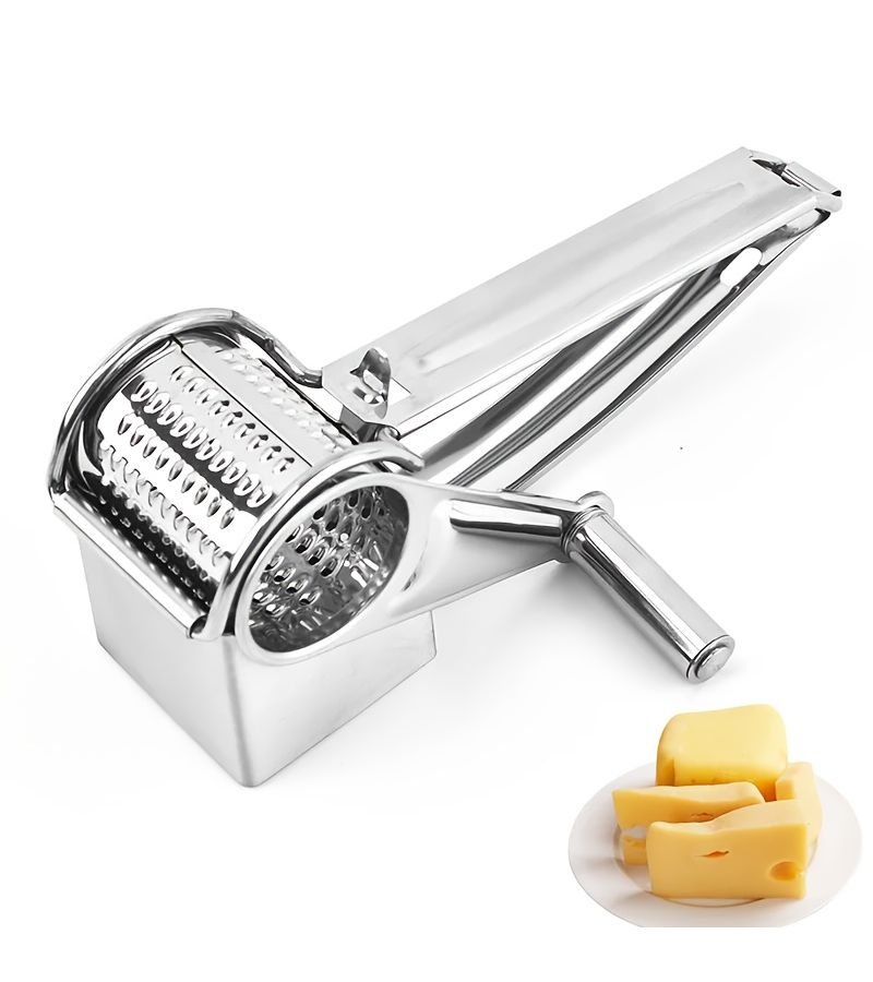 Handheld Stainless Steel Cheese Grater Rotary Garlic And Carrot Cutter Kitchen Tool Slicer Chopper Grinder 1pc - Image 1