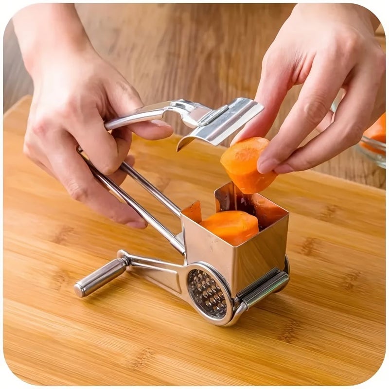 Handheld Stainless Steel Cheese Grater Rotary Garlic And Carrot Cutter Kitchen Tool Slicer Chopper Grinder 1pc - Image 3